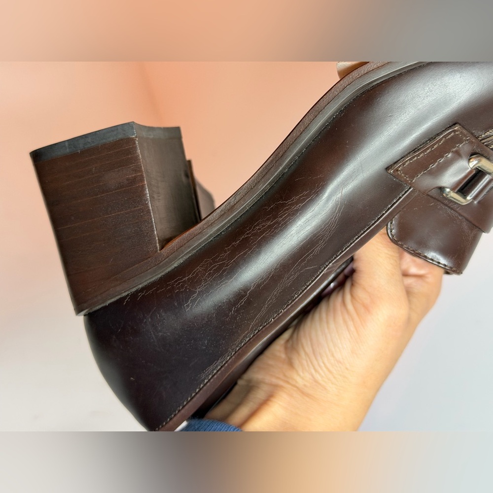 Gucci Brown Leather Loafers Pumps Chunky Heel and Square Toe Size 3.5 UK 36 EU - Picture 11 of 13